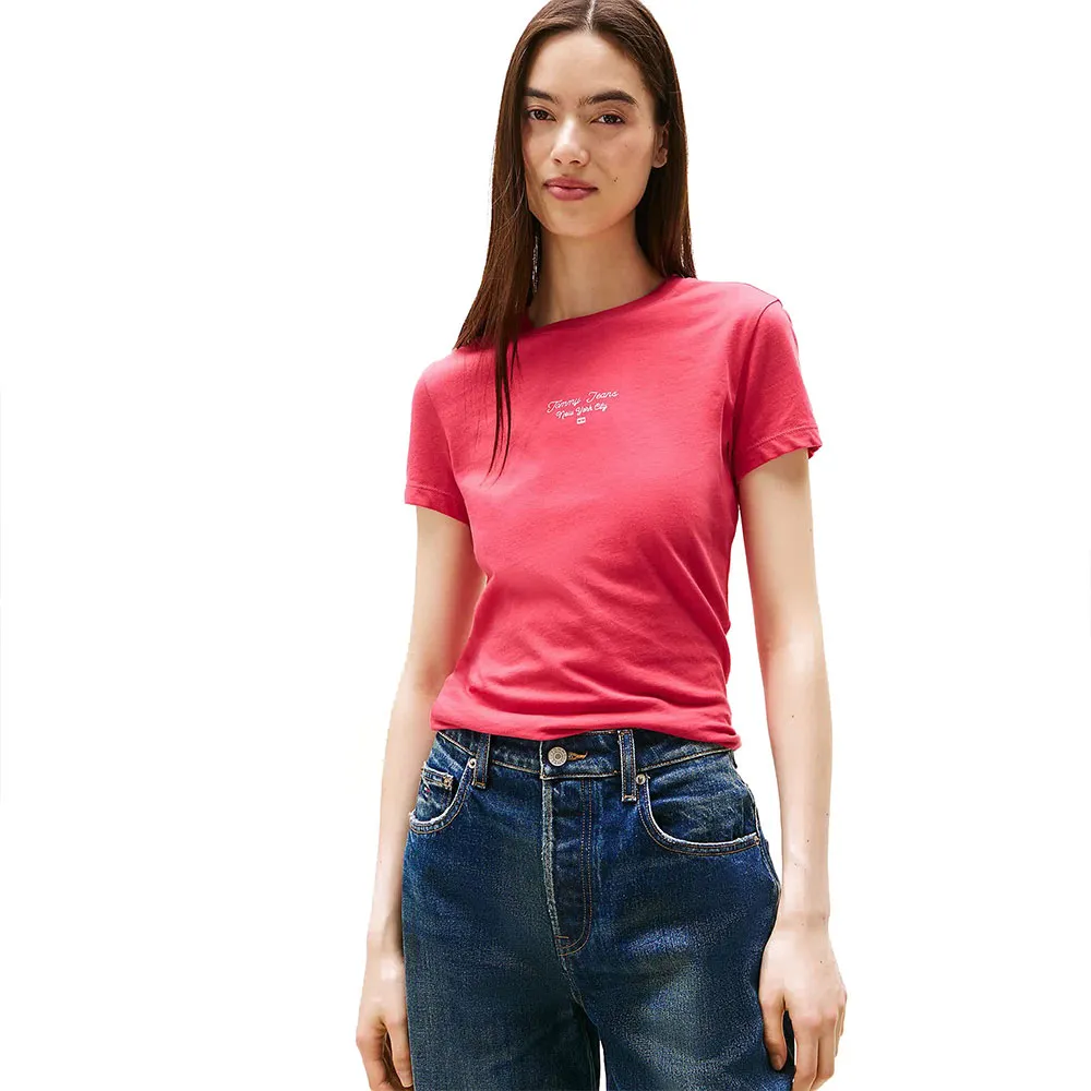 

Футболка с коротким рукавом Tommy Jeans Ess Logo 1 Slim Fit, розовый
