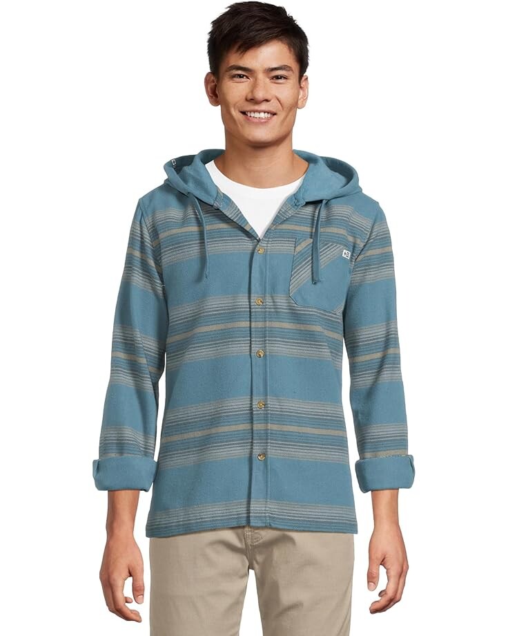 

Толстовка Salty Crew Outback Hooded Flannel, цвет Steel Blue