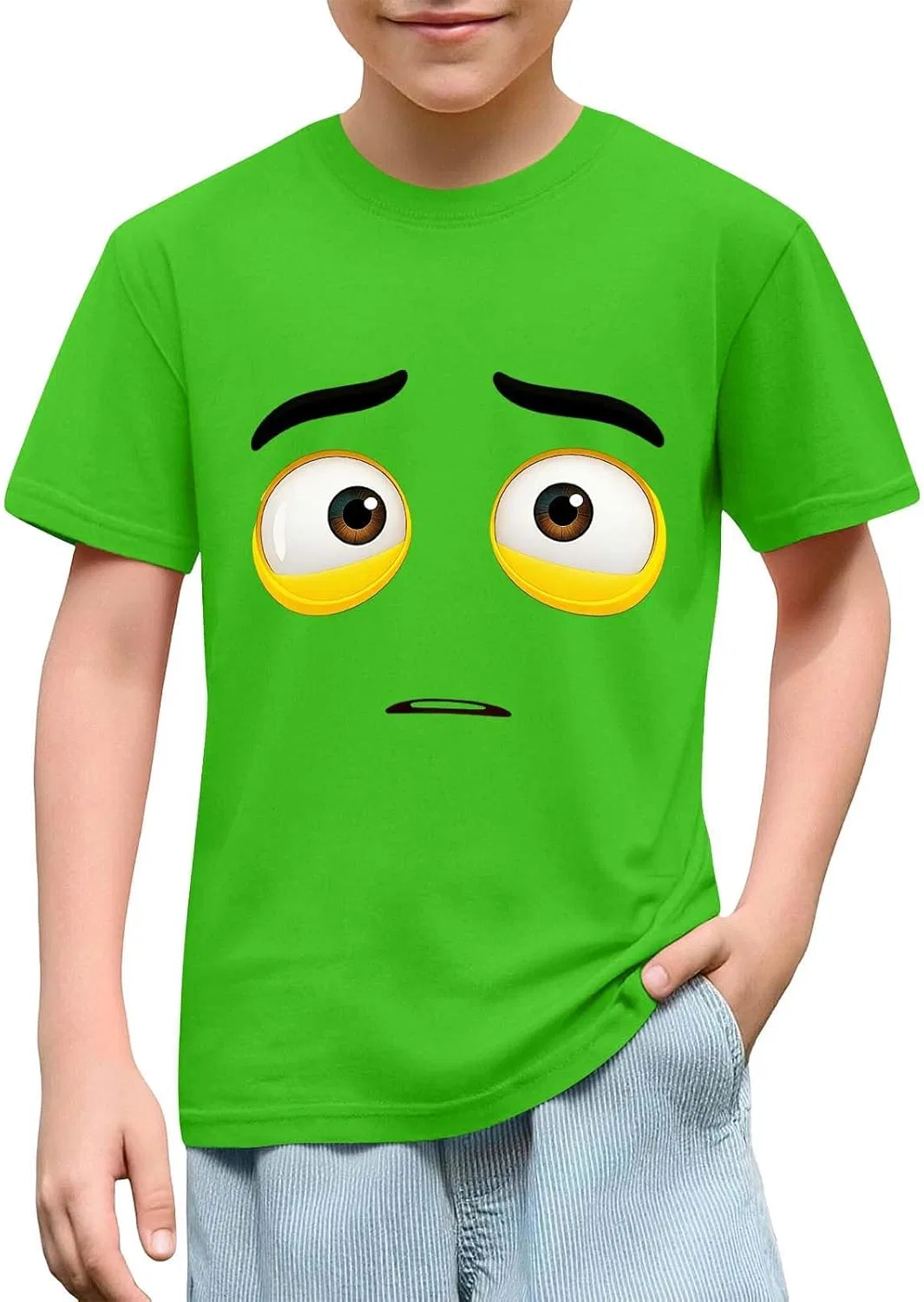 Футболка с графическим принтом Funny Face Expression, Zzalalana, зеленый