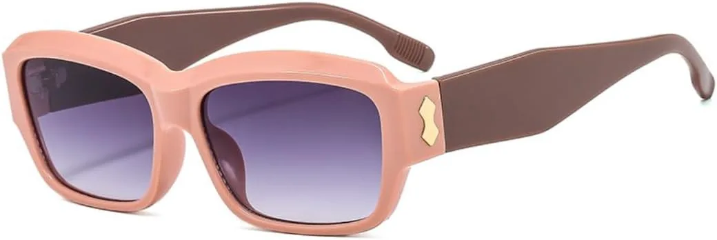 

Маленькие квадратные солнцезащитные очки для женщин, путешествий, мужчин, винтажные, ретро, ​​с защитой от УФ-излучения UV400, прямоугольные UATXTAU, Pink