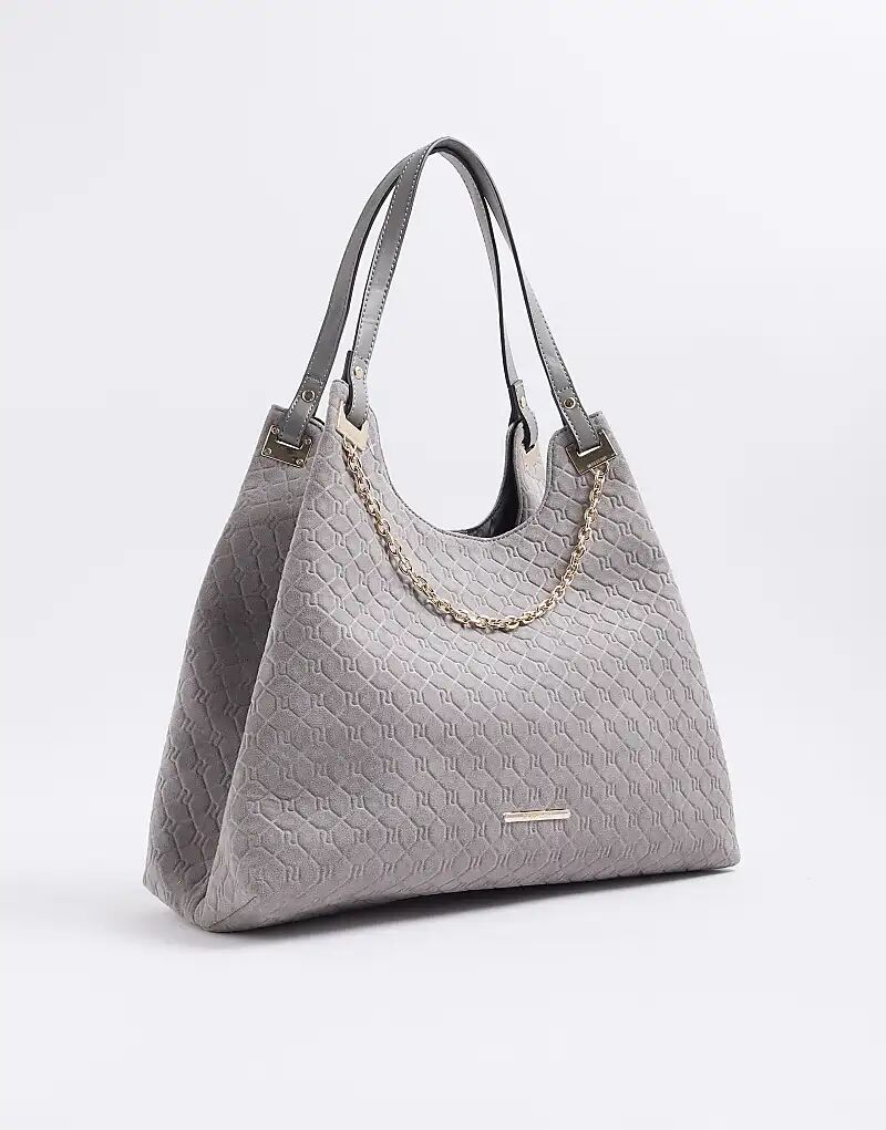 

Сумка через плечо River Island с тиснением и цепочкой спереди, серого цвета