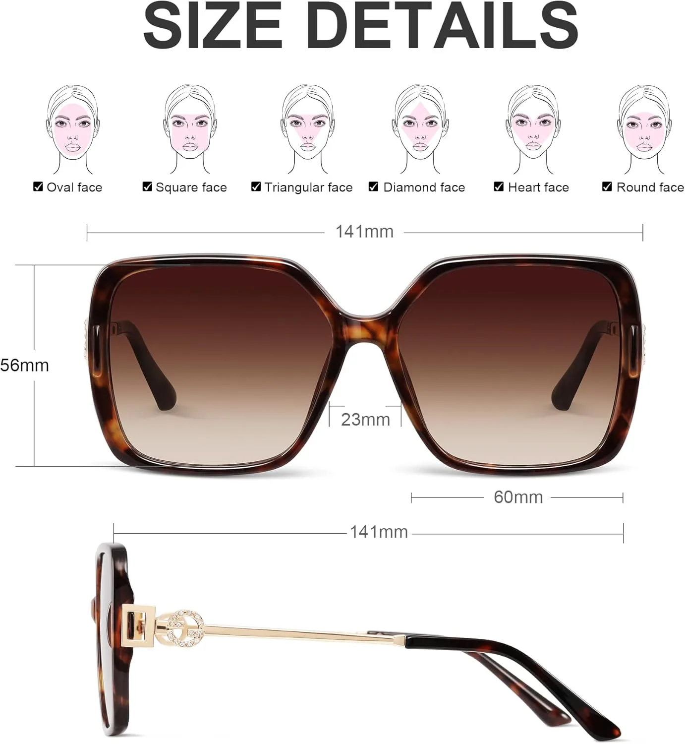 

Винтажные квадратные солнцезащитные очки большого размера для женщин и мужчин, ретро-стиль, дизайнерские очки с защитой от УФ-излучения Foliful, A01-black/Grey Lens