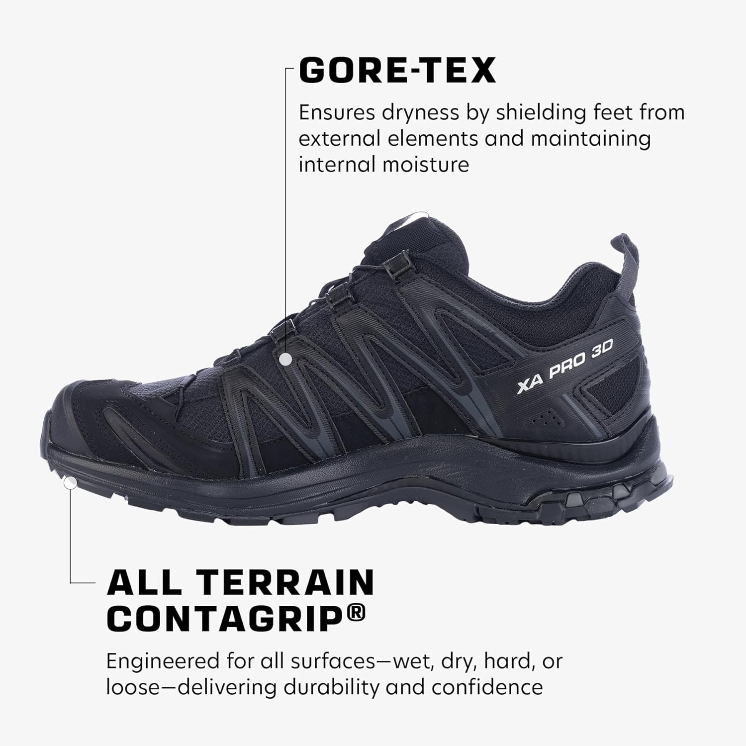 Кроссовки для трейлраннинга Salomon Men's XA PRO 3D, Black/Black/Magnet — фото 4