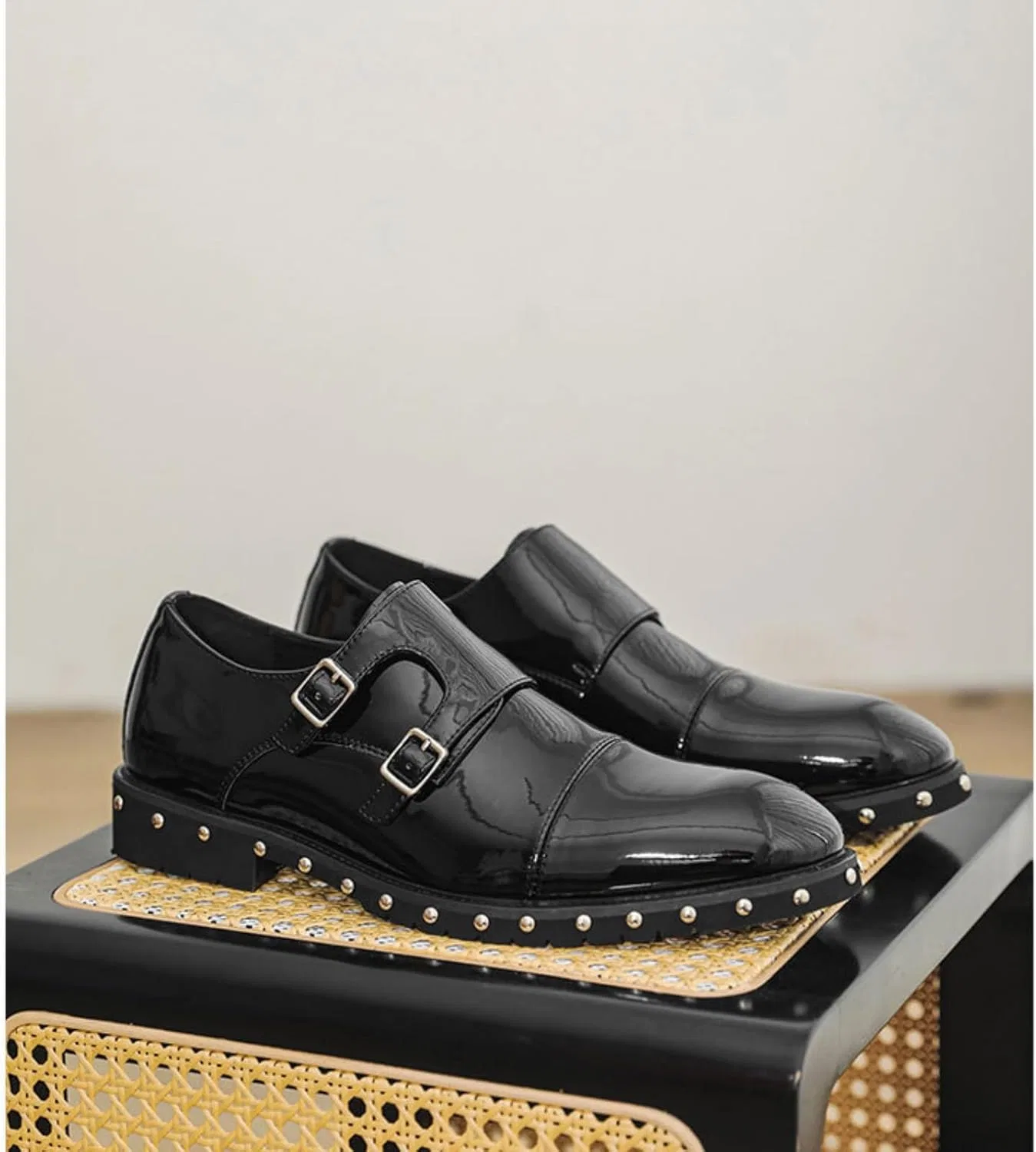 Лоферы мужские Double Monk Strap Patent Leather, Black ZBKHZD — фото 4