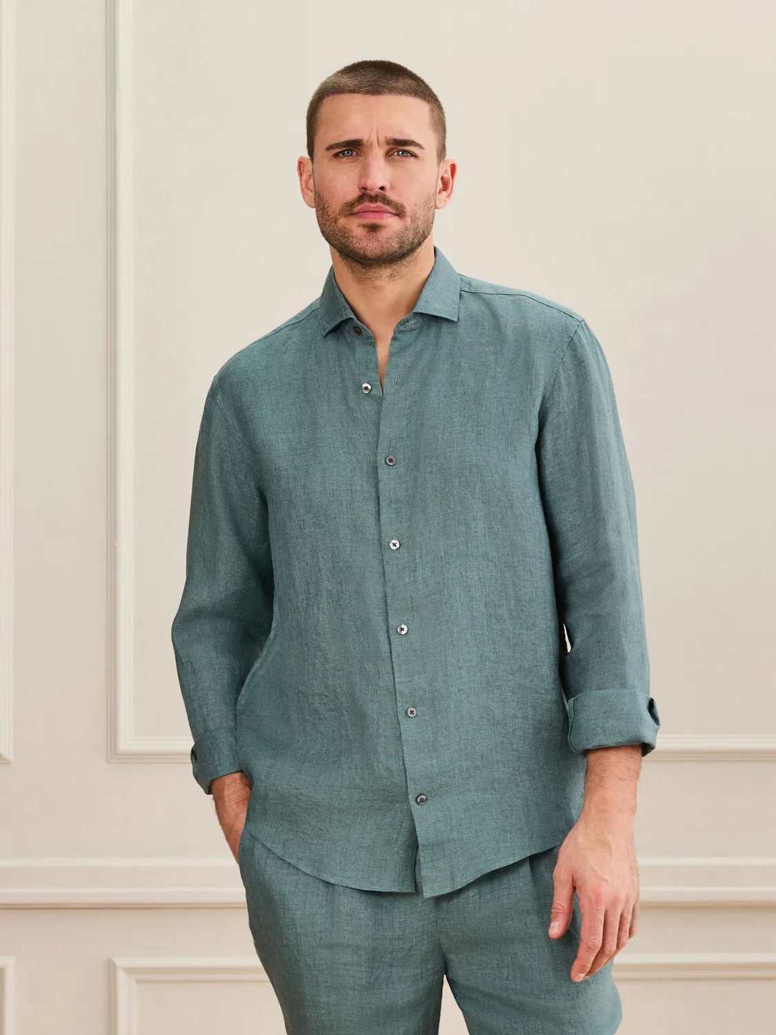 Рубашка Next Regular fit Button Up Shirt Signature в бирюзовом цвете — фото 2