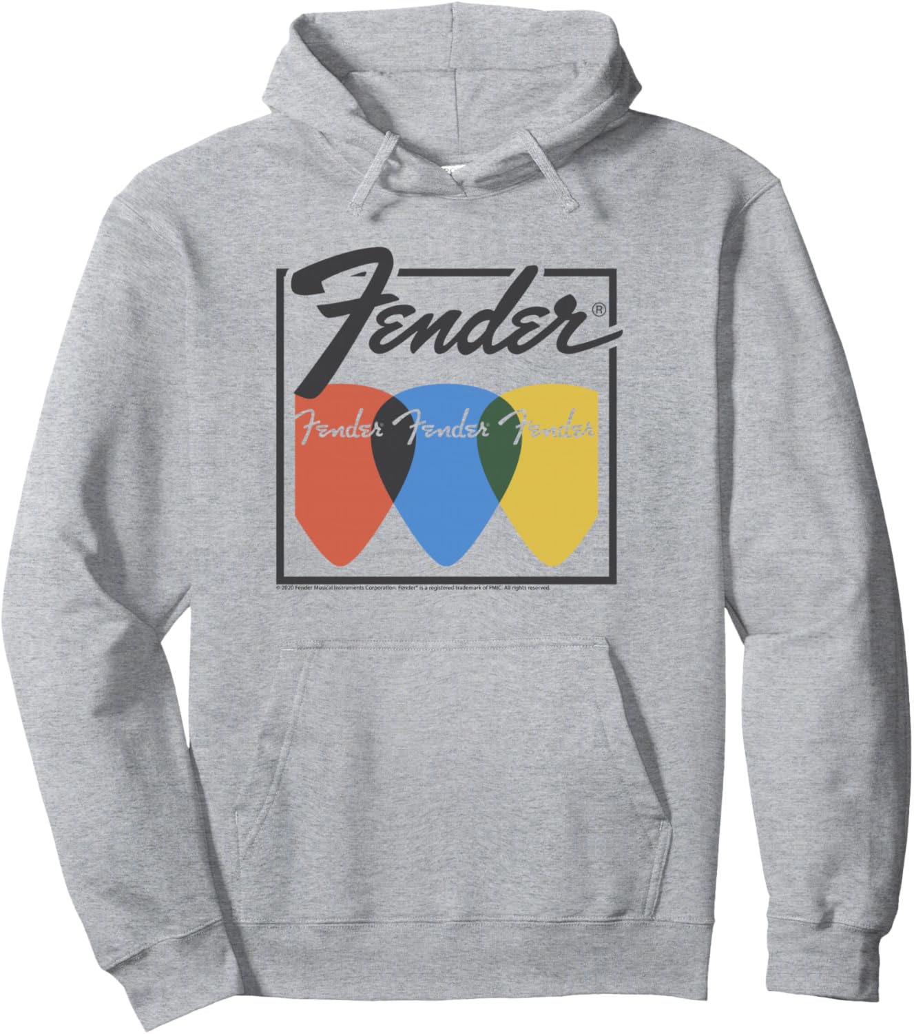 

Толстовка Fender Colorful Vintage Guitar Picks Hoodie, серая (серый меланж), размер S