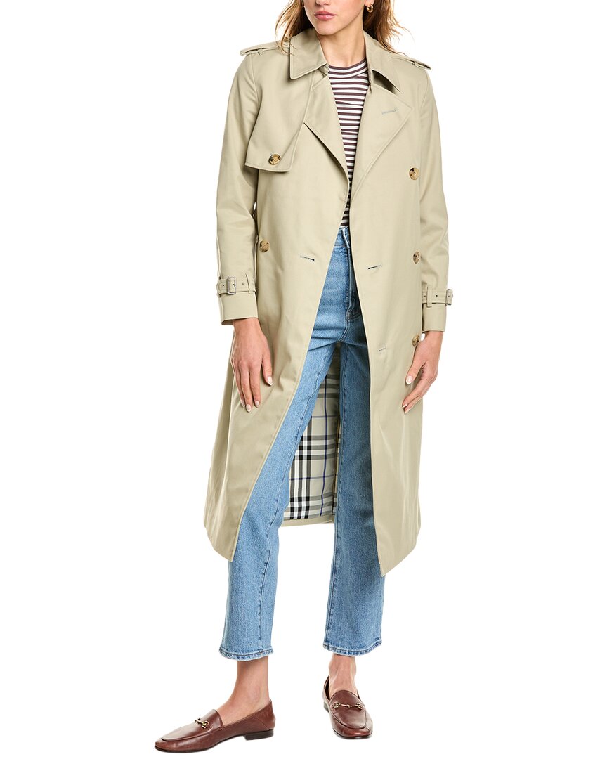 

Двубортный тренч с поясом Burberry, зеленый