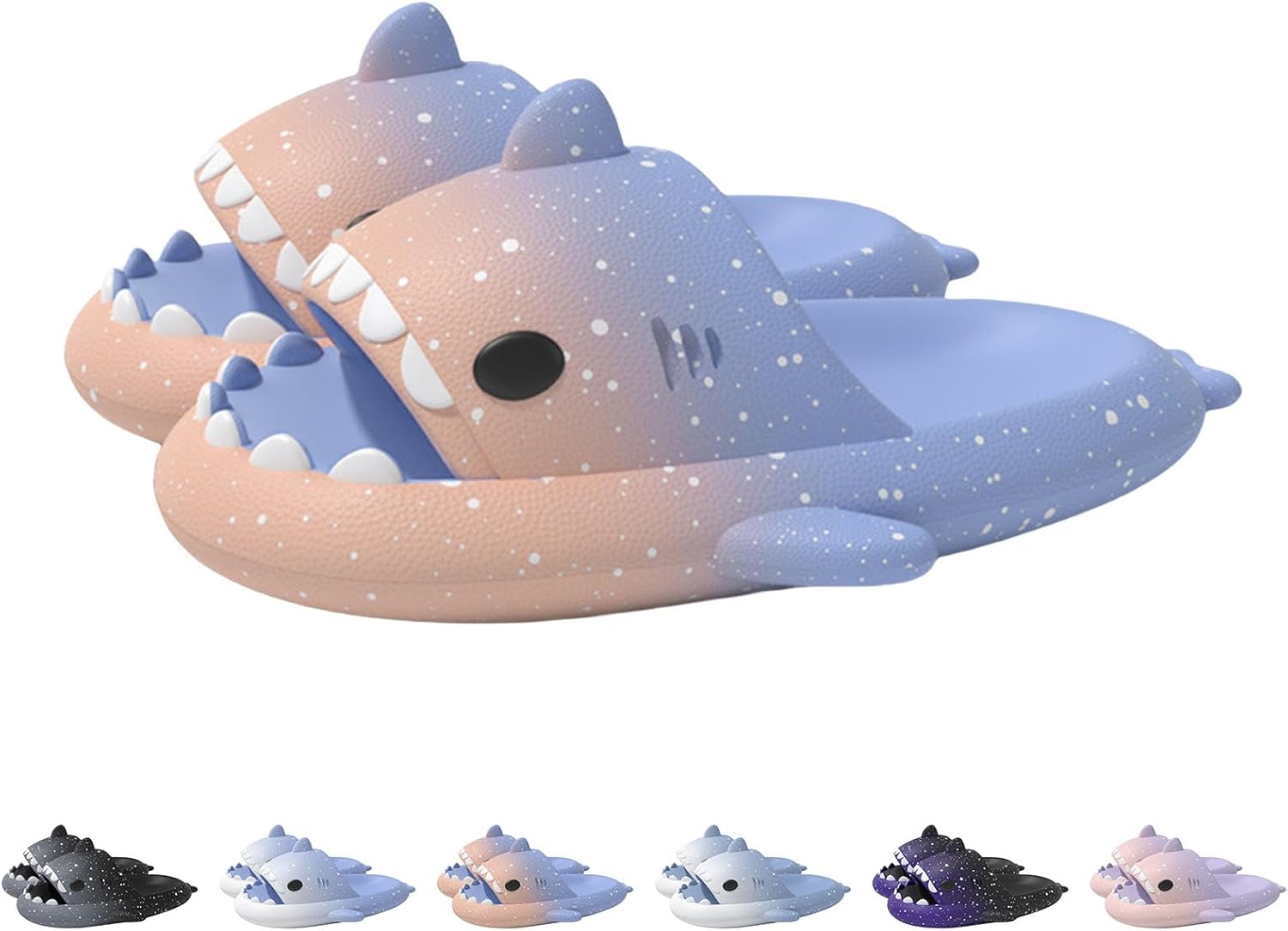 

Шлепанцы с пятнистой фантазийной акулой, новые шлепанцы с акулами и звездным небом, градиентные шлепанцы с облачной акулой унисекс Generic, синий/розовый
