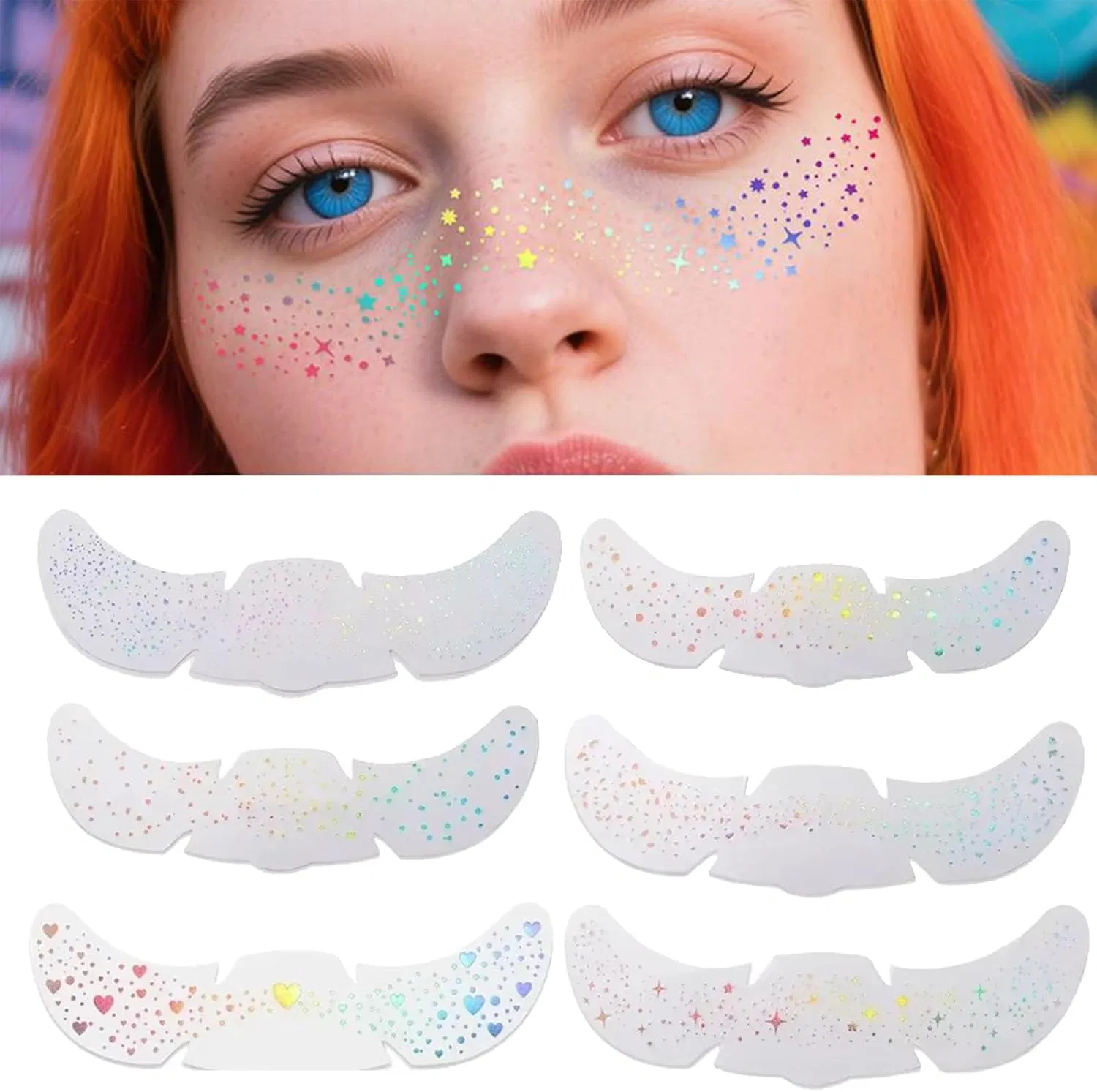 Набор блесток для лица Freckels Glitter из 6 штук, разноцветные — фото 2