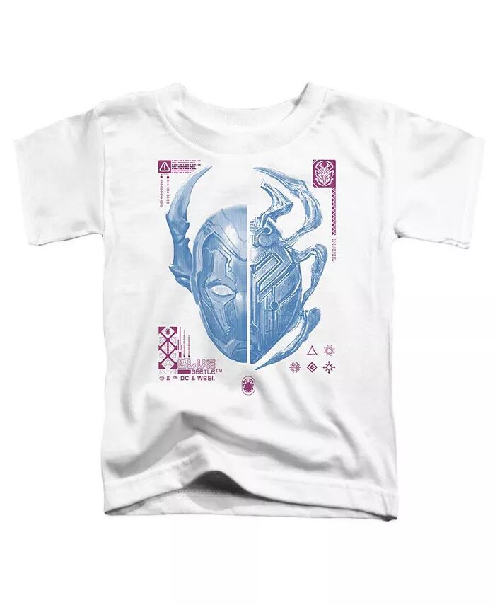 

Футболка с короткими рукавами для девочек-малышей и жуков Blue Beetle, белый