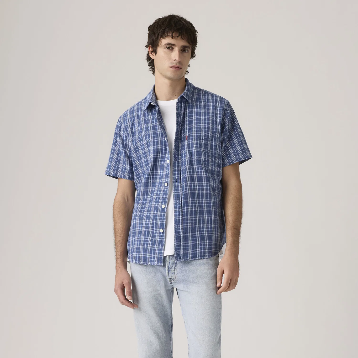Классическая рубашка с коротким рукавом, одним карманом, стандартного кроя Levi's, Blue — фото 3