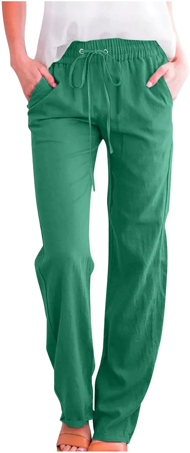 Брюки широкие, Cotton Linen, Green
