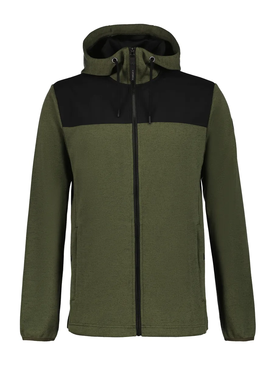 

Куртка из софтшелла Icepeak "H KNIT FLEECE JACKET AGAR", с капюшоном, с нашивкой-логотипом на плече, оливковый