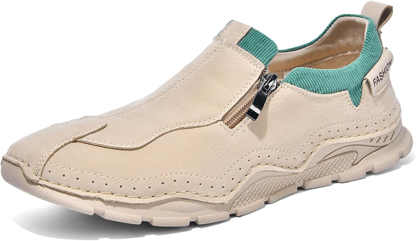 

Мужские замшевые повседневные лоферы MVIOBUY без шнурков, модные с ручной строчкой, боковой молнией, кроссовки с комфортной поддержкой свода стопы, ортопедические для ходьбы и вождения, зеленый