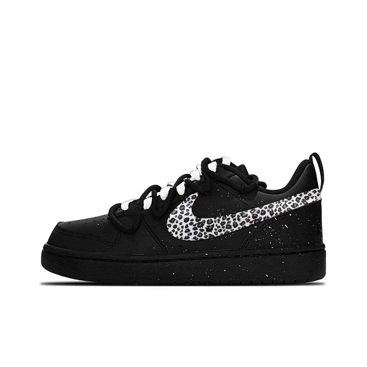 Кроссовки для скейтбординга Court Borough Dark Night Leopard Shadow, кожа, износостойкие, нескользящие, низкие, унисекс Nike, Black White
