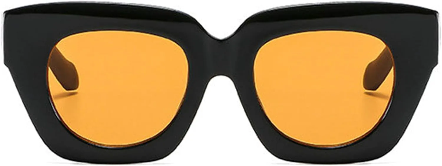 

Солнцезащитные очки Willochra Oversized Square Cat Eye для женщин и мужчин, с толстой оправой, роскошные многоугольные солнцезащитные очки в стиле ретро, Black Yellow