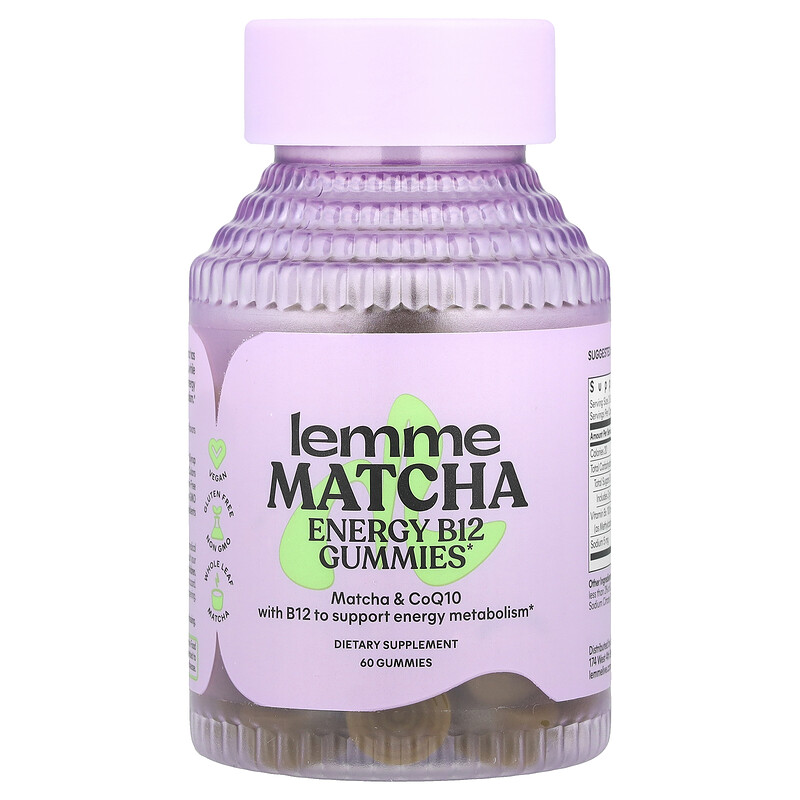 

Lemme, Energy B12 и CoQ10, жевательные мармеладки, матча, 60 жевательных таблеток