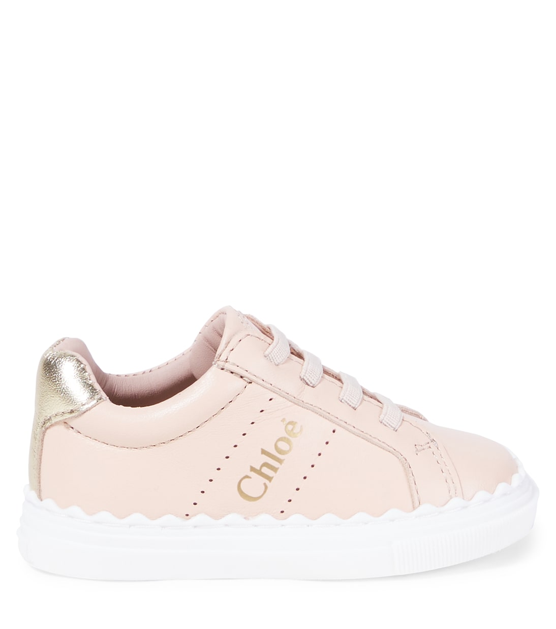 Кроссовки Baby Lauren из кожи с зубчатым краем Chloé Kids, Petal Pink — фото 3