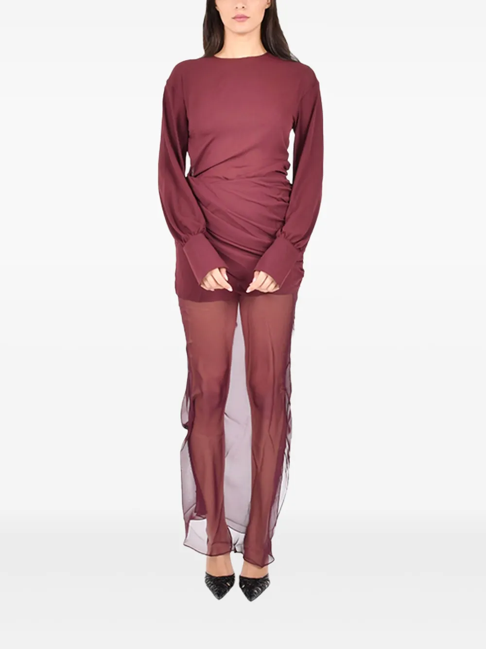 

Платье макси Davina с драпировкой и длинными рукавами Nensi Dojaka, красный