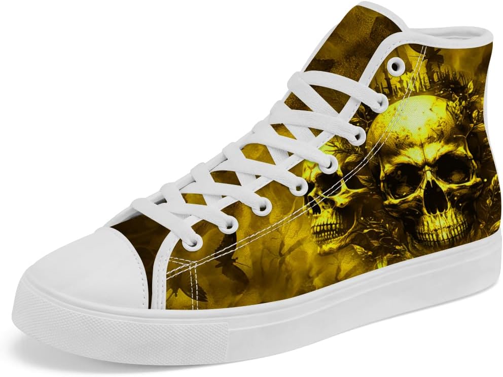 

Кеды на высокой подошве с черепом из холщовой ткани, готические с бабочкой, на шнуровке, повседневная обувь для женщин и мужчин Chebing, желтый