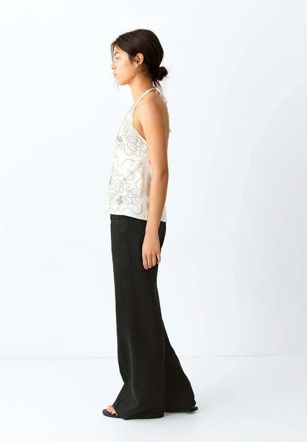 Подростковые джинсы свободного кроя Mango Kids, Black Denim — фото 3