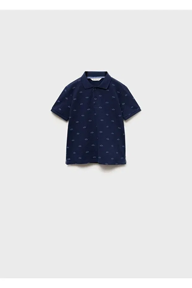 Детское поло с принтом Mango Baby, Navy Blue