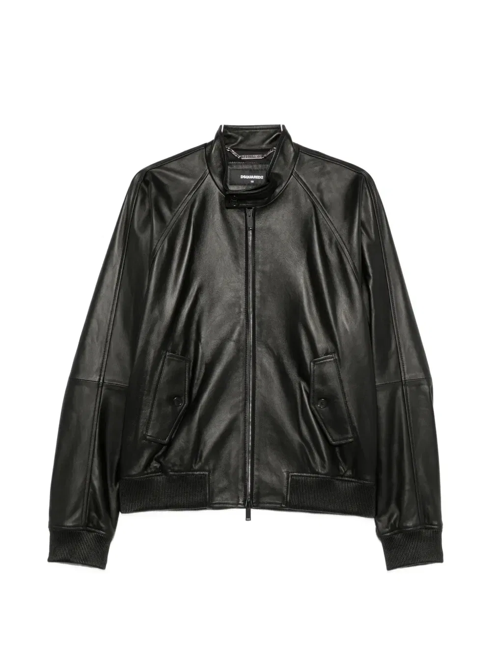 Кожаная куртка на молнии Dsquared2, черный