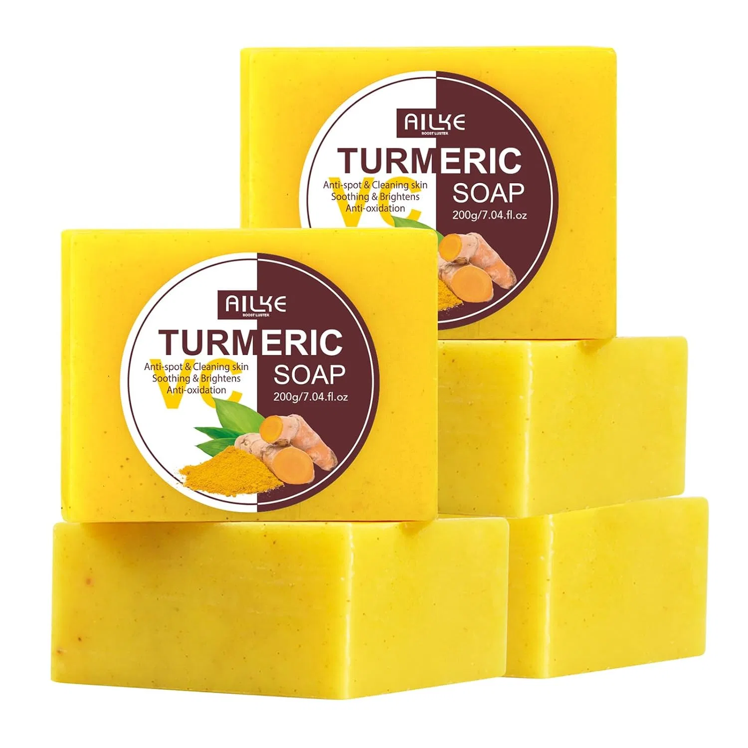 Мыло для лица и тела AILKE BOOST LUSTER, набор 5 шт, 200 г, Turmeric
