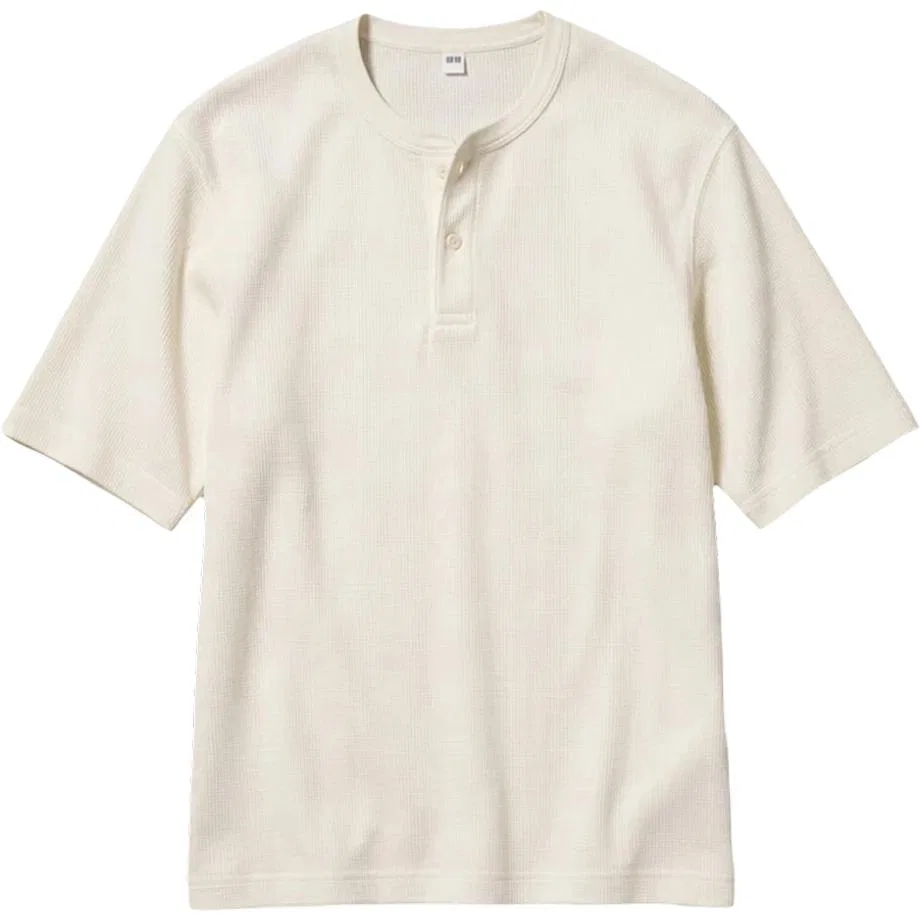 Футболка детская с воротником хенли Henry Collar UNIQLO, Beige
