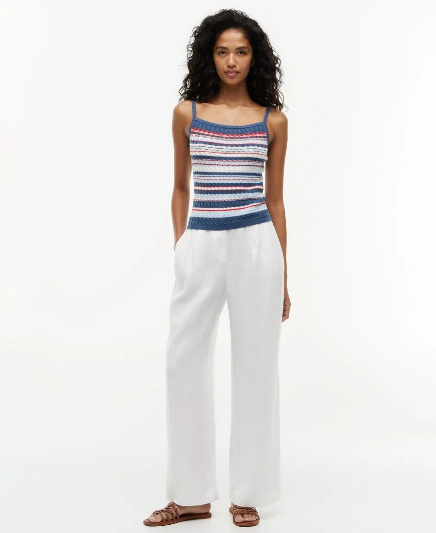 Топ из хлопка с кабельной вязкой Tommy Hilfiger, Blue/Red Multi Stripe — фото 2