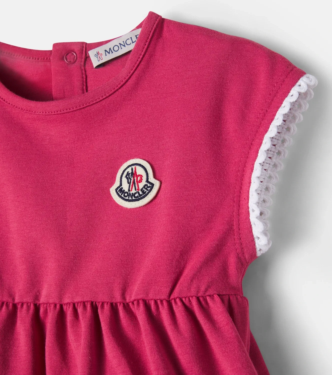 Комплект из топа и брюк для малышей с кружевом Moncler Enfant, розовый — фото 3