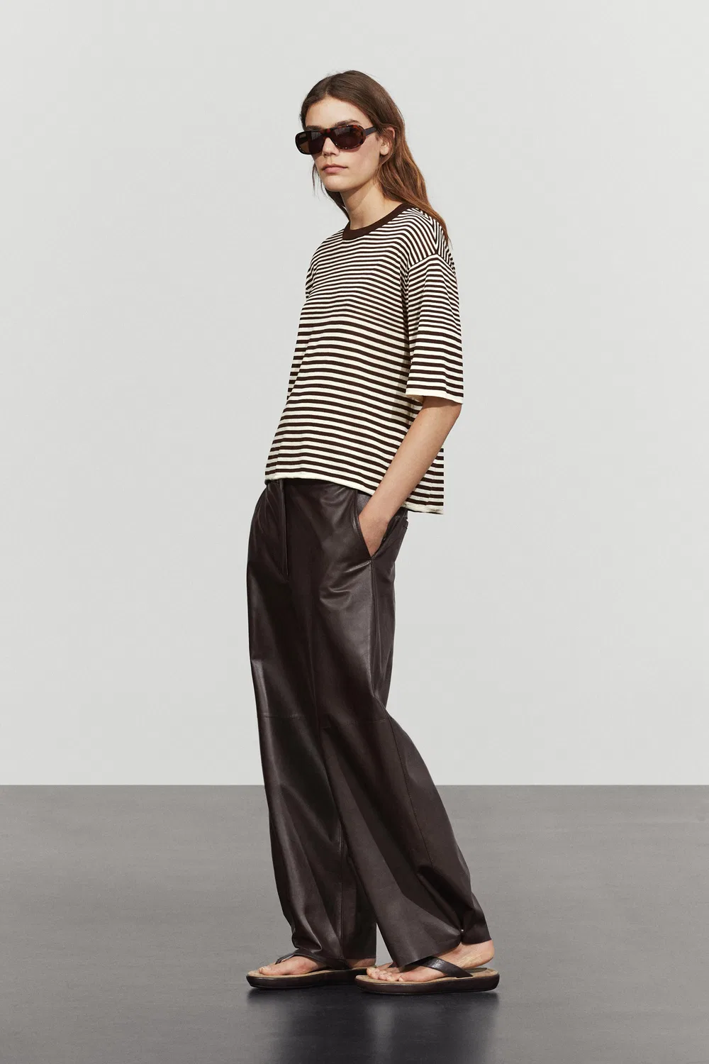 Футболка-поло Massimo Dutti, хлопковая, коричневая — фото 4