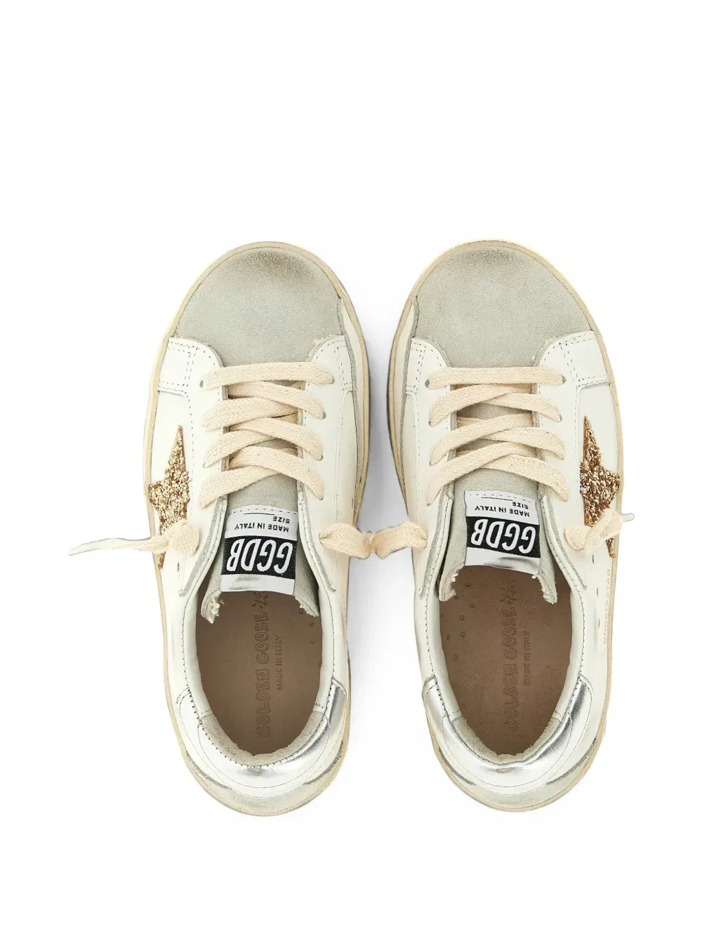 Кроссовки Super-Star с блестящими деталями Golden Goose Kids, белый — фото 3