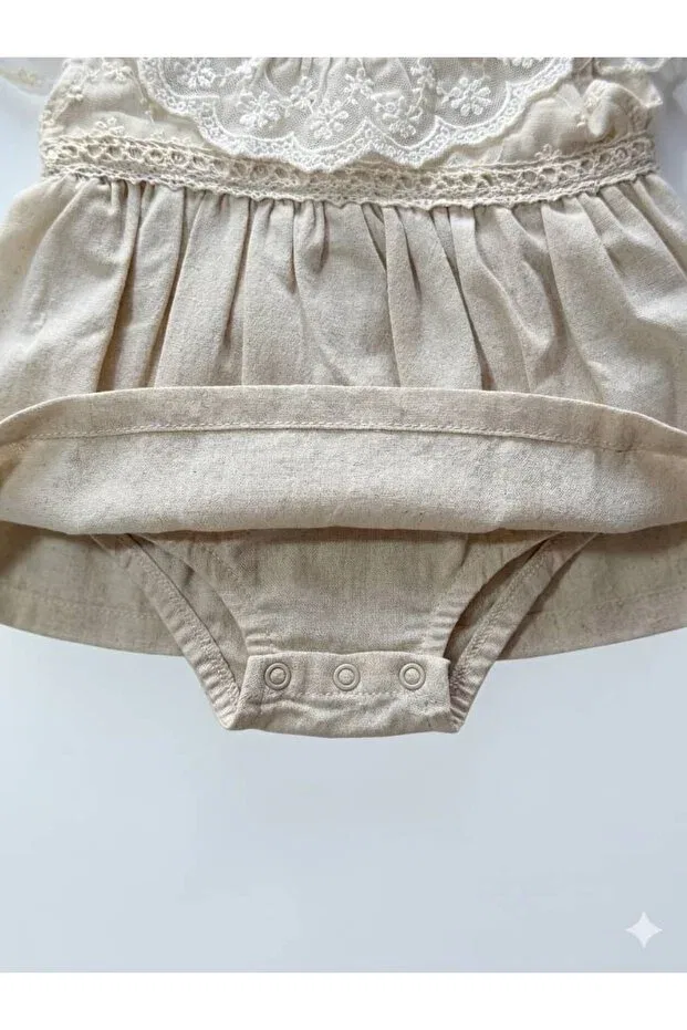 Детское платье для девочек кружевное Summer Dress Kapsülbebek, Ecru — фото 4