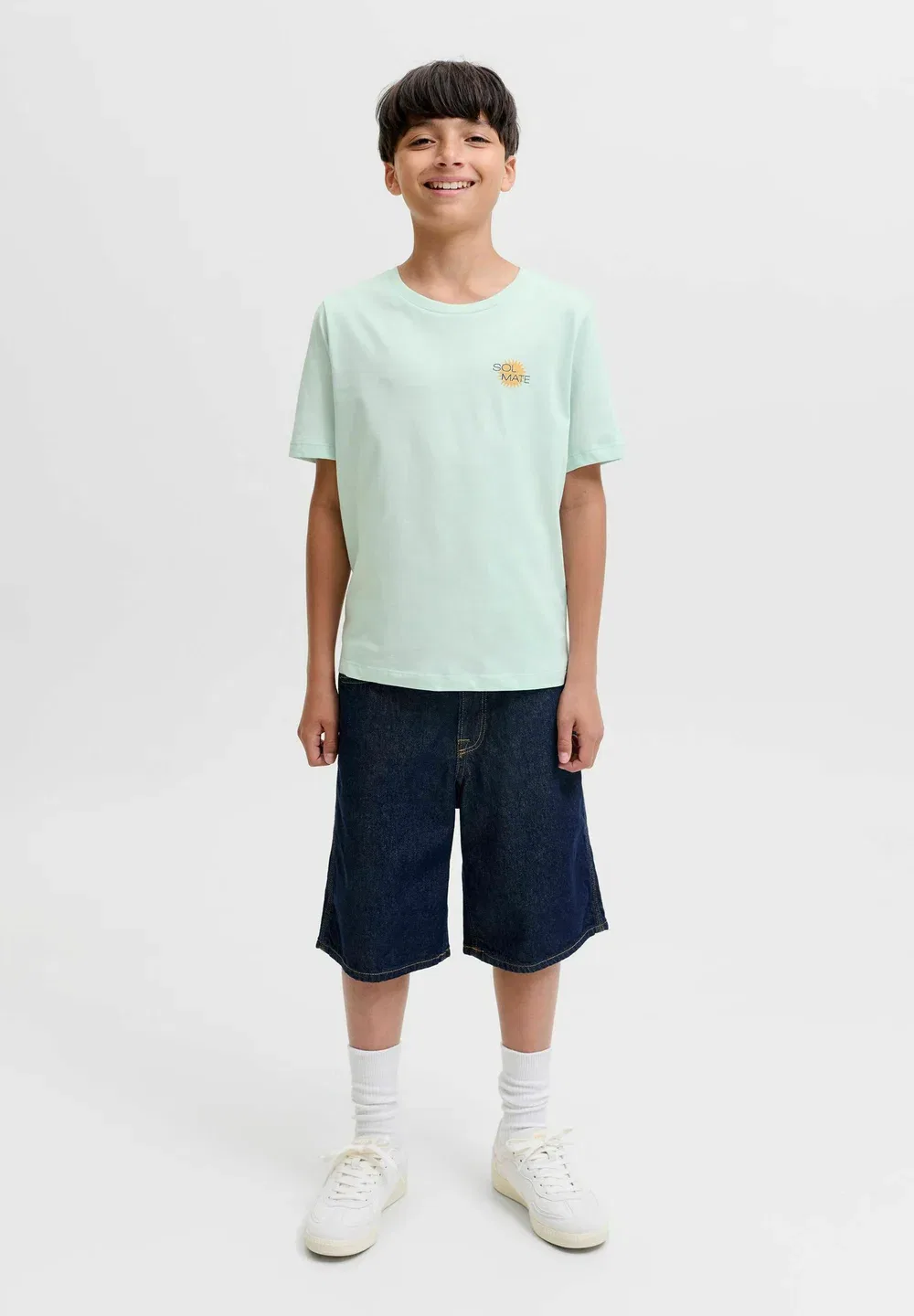 Футболка с принтом на спине, футболка для мальчиков - футболка с принтом Jack & Jones Junior, Pale Blue