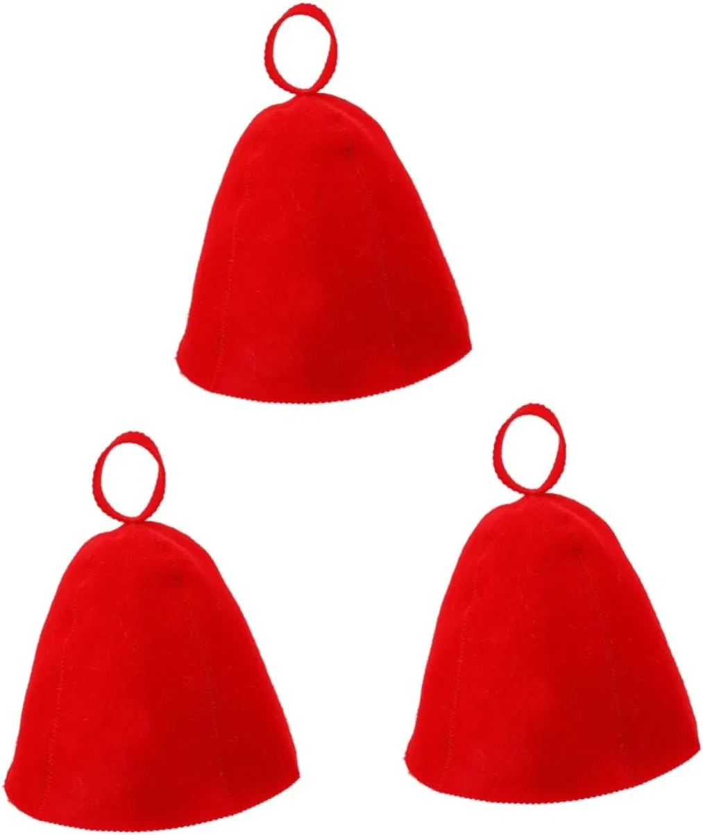 Сауна шапка, Шапочка для душа, 3 шт, Войлок, SEWOART, Red