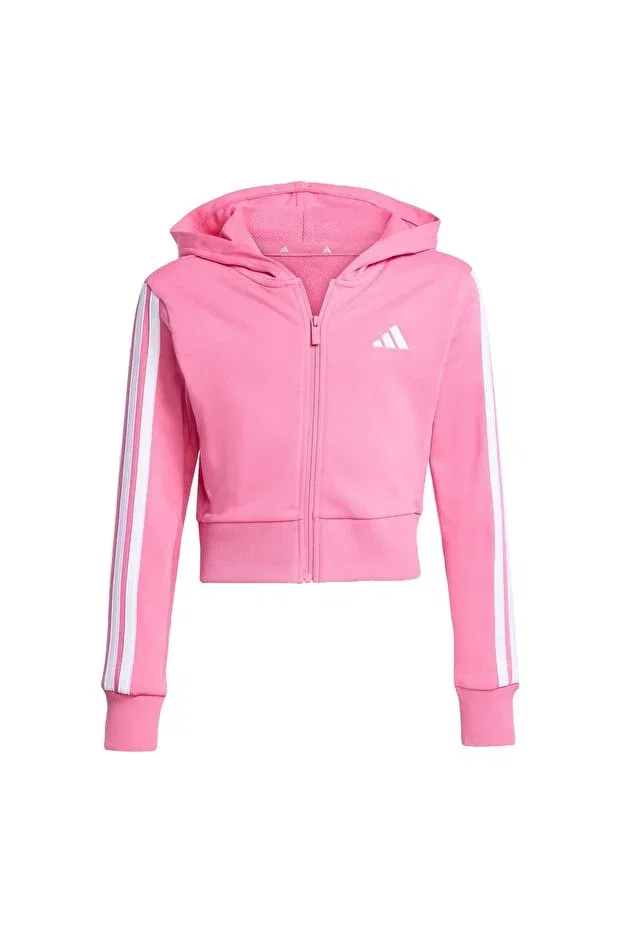 Детское худи для девочек с длинным рукавом Essentials Full-Zip Kids Hoodie Adidas, Pink Fusion / White — фото 4