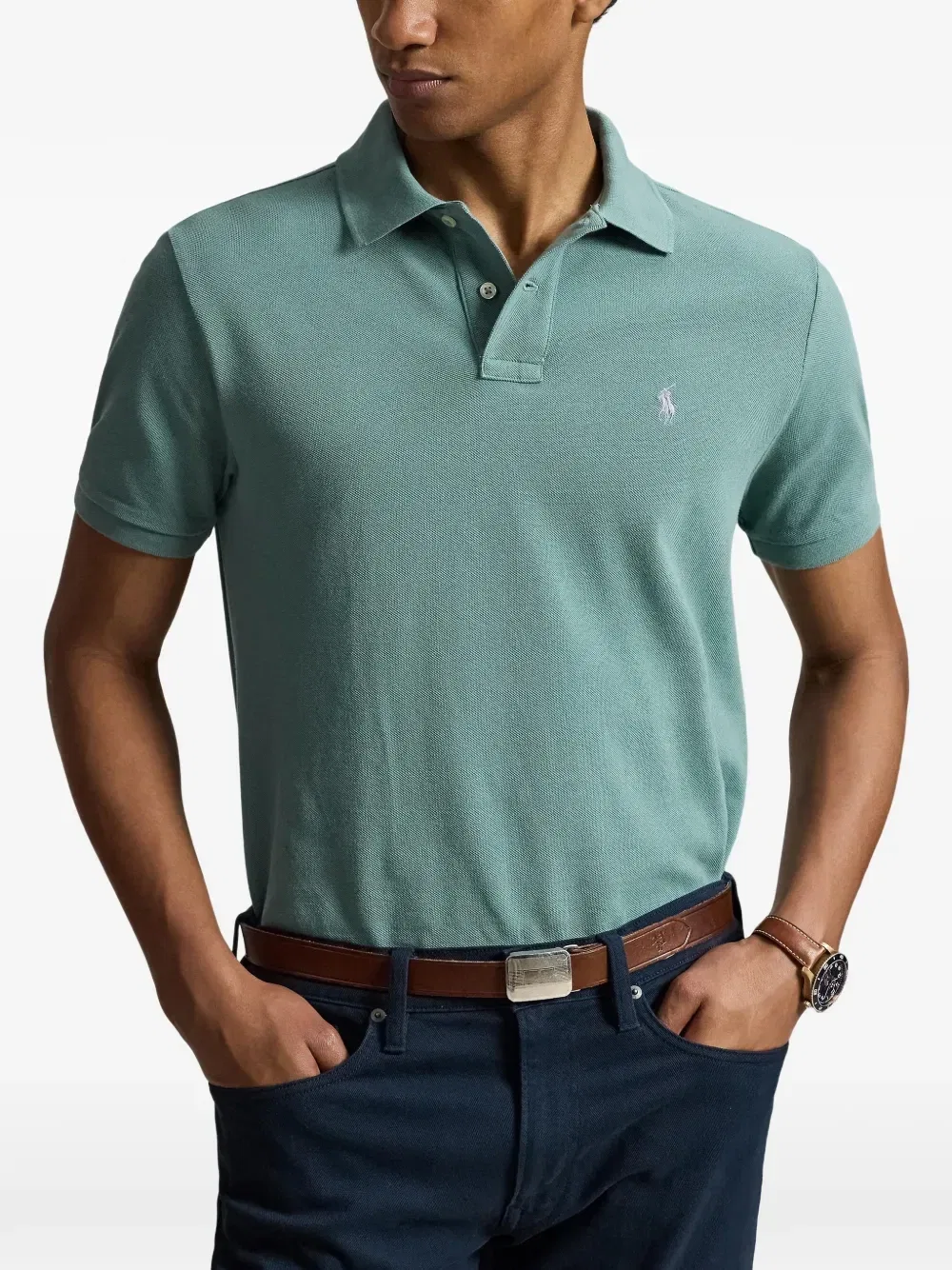 Рубашка-поло с вышивкой Pony Polo Ralph Lauren, зеленый — фото 3
