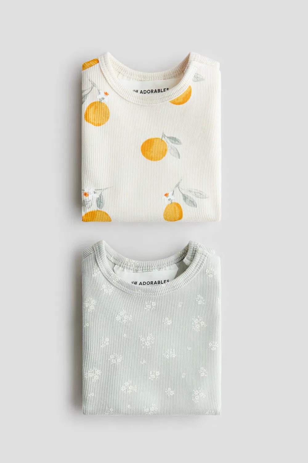 Комплект из 2 ребристых хлопковых рубашек H&M, Cremefarben/Zitronen — фото 2