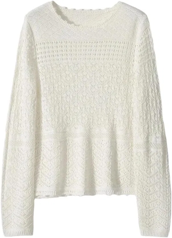 Женский свитер с длинным рукавом, Vintage, белый