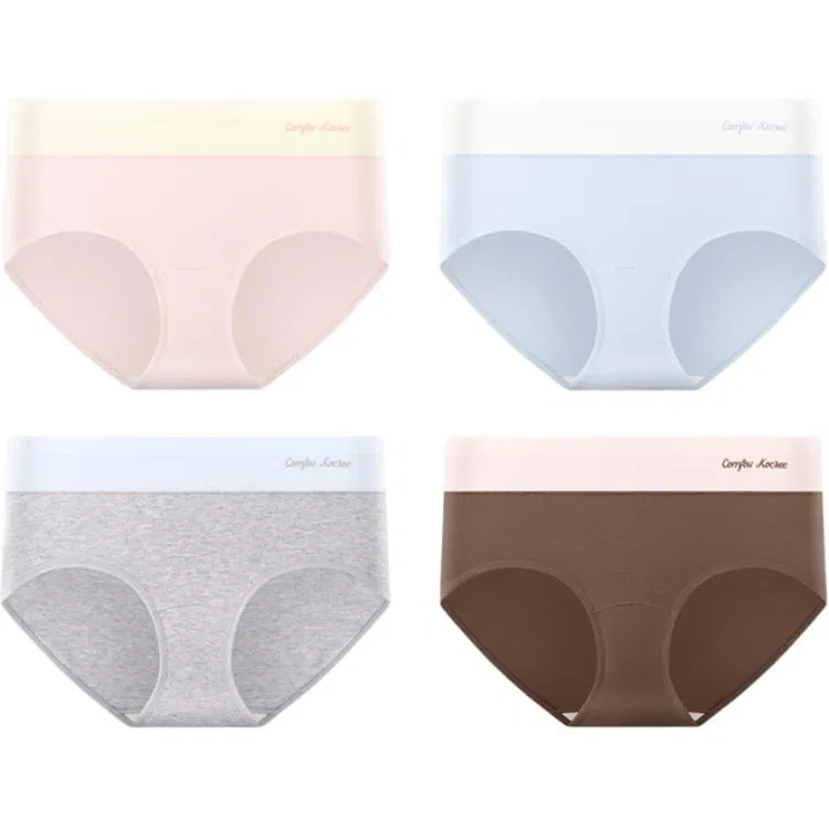 Трусы хлопковые Cotton Gene, Pink+Blue+Gray+Dark Coffee