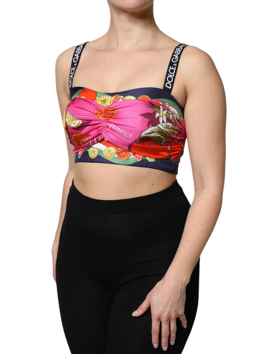 Женский укороченный топ-корсет из шелка Cropped Tank Top Dolce & Gabbana, Multicolor — фото 3