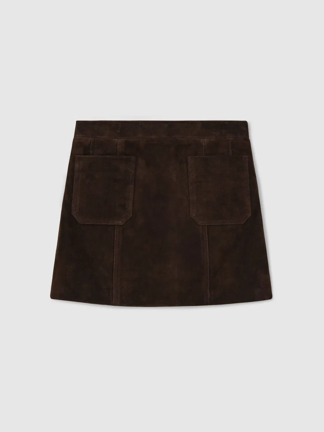 Юбка Vida из замши Reiss, шоколадно-коричневый