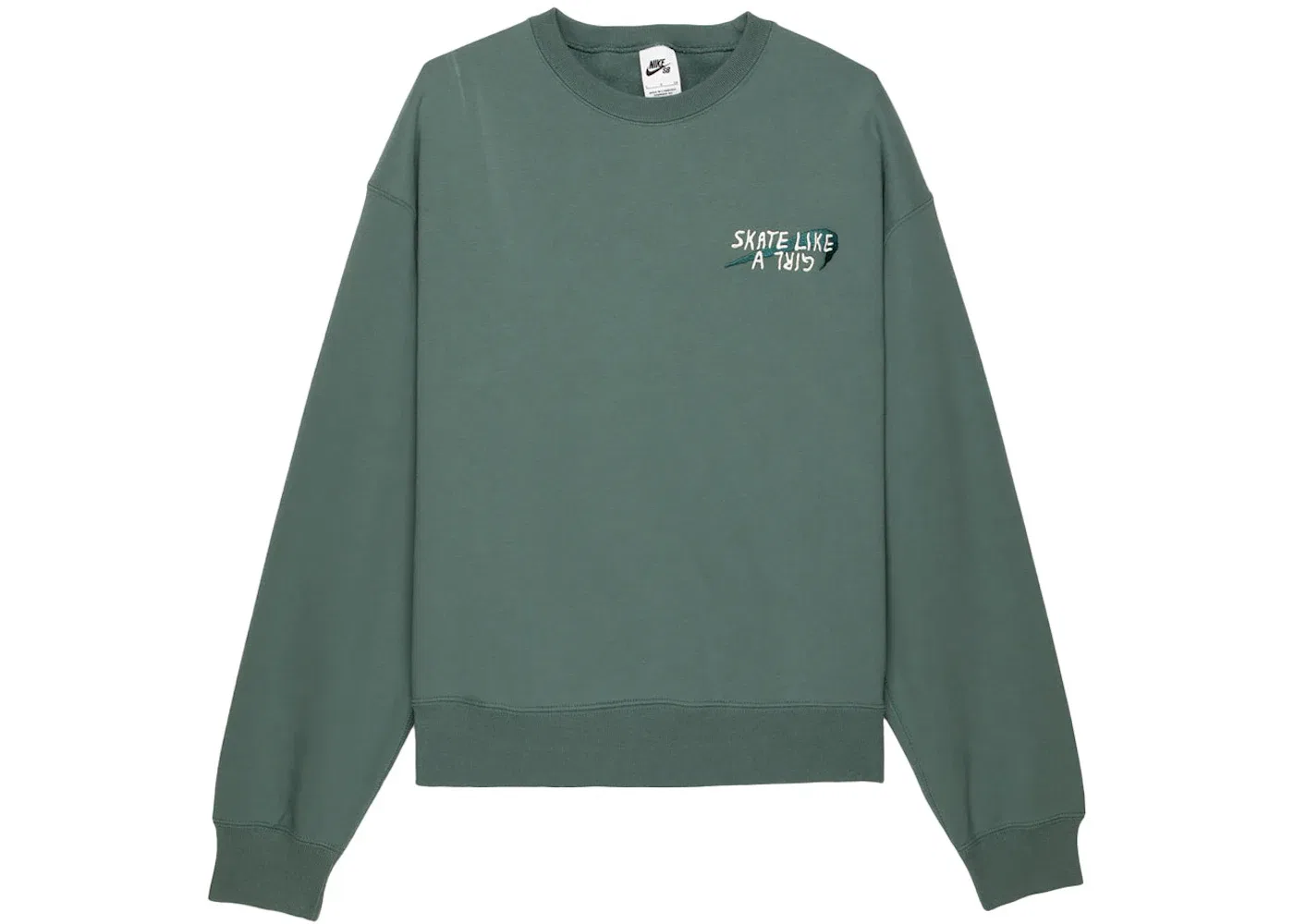 Женская худи с длинным рукавом Nike SB Skate Like A Girl Crewneck Hoodie, Mineral Slate/Dark Teal Green