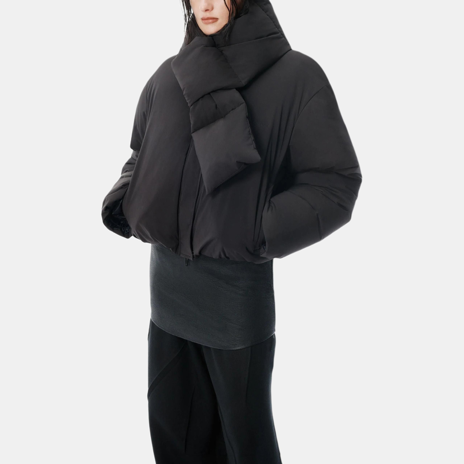 Куртка Alexander Wang  Zip Up Puffer Cropped, черный — фото 2