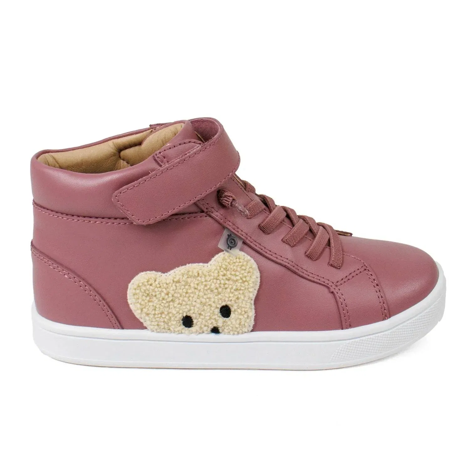 Детские высокие кроссовки для девочек с вышивкой мишки Teds Old Soles, Malva