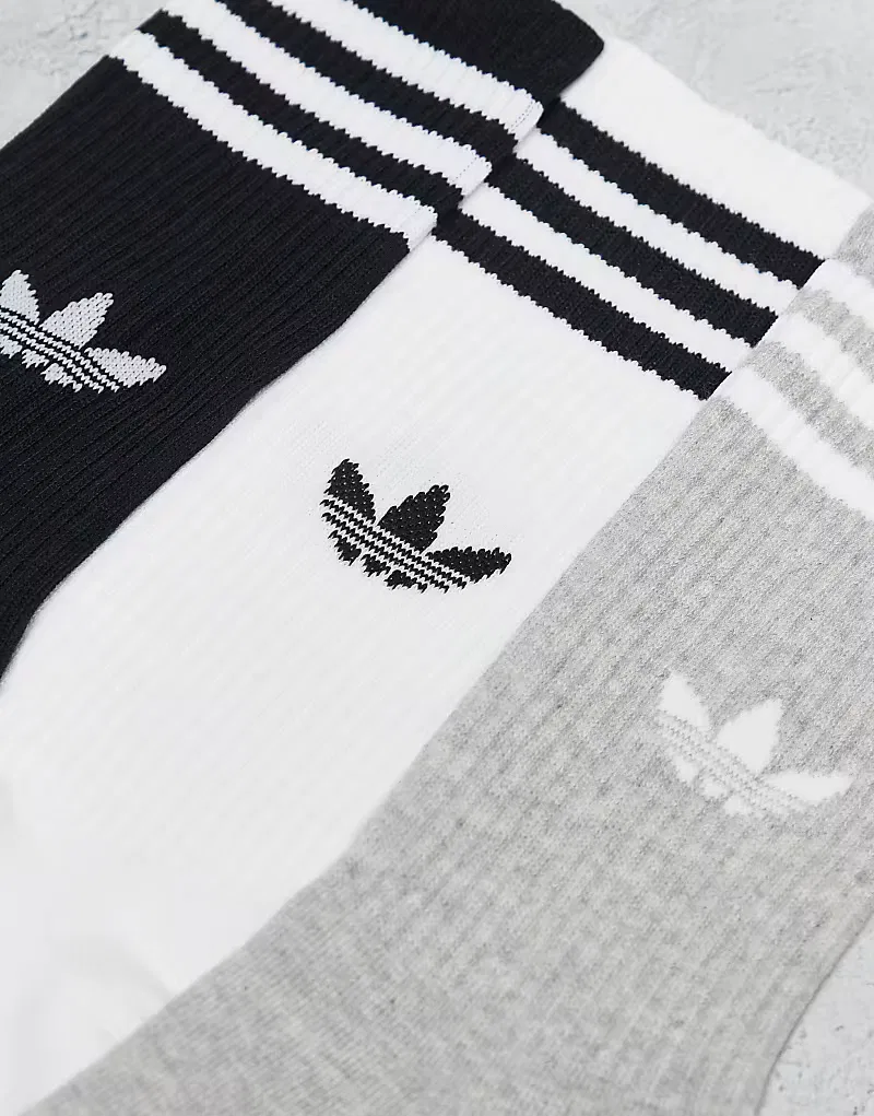 Носки высокие однотонные 3 пары Adidas Originals, белый — фото 3
