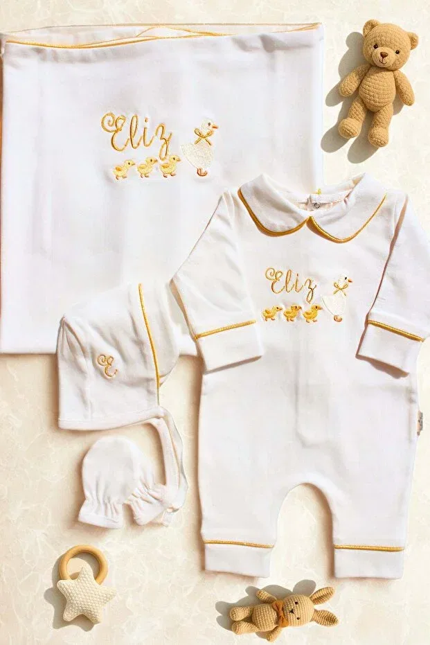 Детский комплект для новорожденных хлопковый Chick Embroidery Personalized Babiesfirst, White