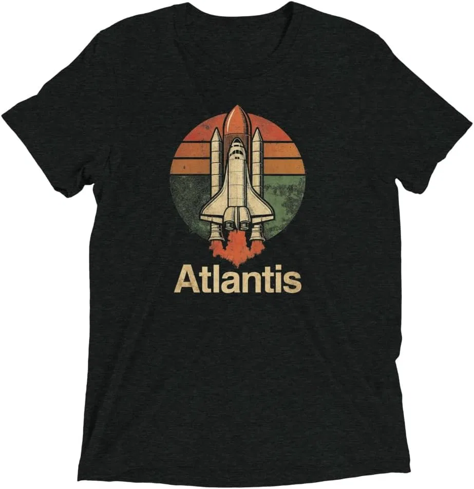 Мужская футболка с принтом Space Shuttle Atlantis 3413, Charcoal-black Triblend