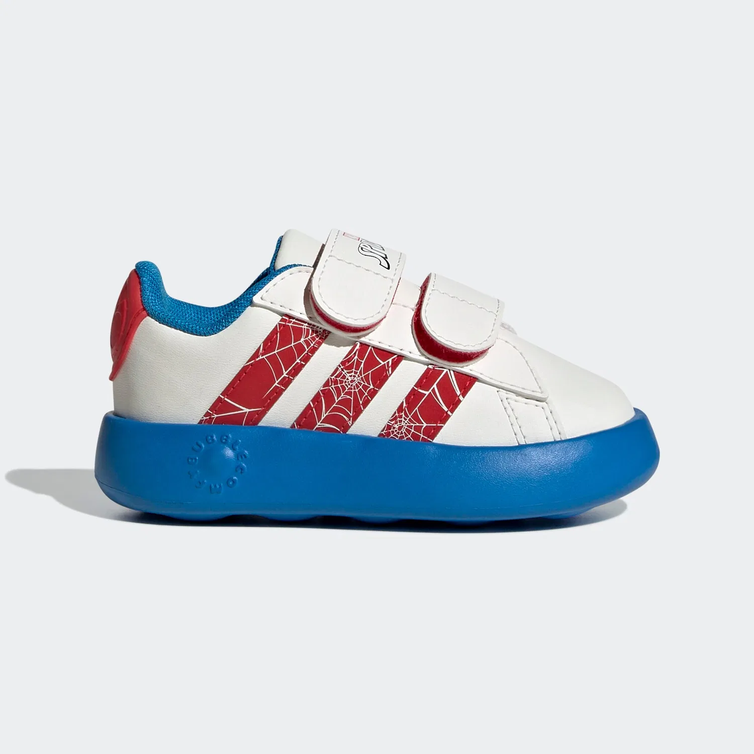 Детские кроссовки с 3D-головой Spider-Man Adidas Sportswear, Cloud White/Pure Ruby/Bright Blue — фото 2